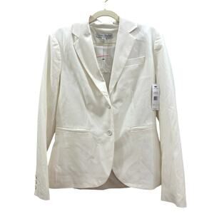 Larry Levine Women's Cream Two-Button Notch Lapel Blazer